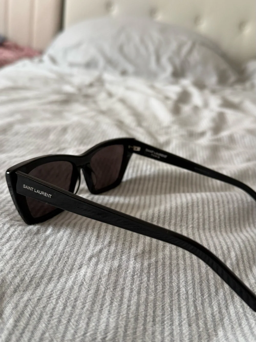 Saint Laurent Black Cat-Eye Sunglasses with Tinted Lenses